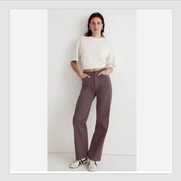 Madewell Pants - NWT Madewell Emmett Wide Leg Full Length Pants Size 30 Chalked Fig Garment Dyed